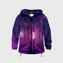 Ветровка с капюшоном детская Стекло дождь фиолетовый, цвет: 3D-черный
