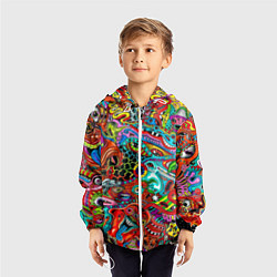 Ветровка с капюшоном детская Яркая абстракция bright abstraction, цвет: 3D-белый — фото 2