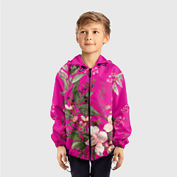 Ветровка с капюшоном детская Цветы, цвет: 3D-черный — фото 2