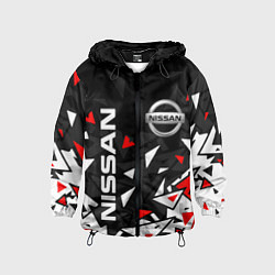 Ветровка с капюшоном детская NISSAN НИССАН ОСКОЛКИ, цвет: 3D-черный
