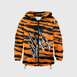Ветровка с капюшоном детская След от когтей тигра, цвет: 3D-черный