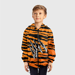 Ветровка с капюшоном детская След от когтей тигра, цвет: 3D-черный — фото 2