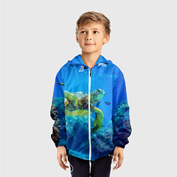 Ветровка с капюшоном детская Морская черепаха, цвет: 3D-белый — фото 2