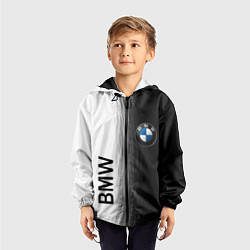 Ветровка с капюшоном детская Black and White BMW, цвет: 3D-черный — фото 2