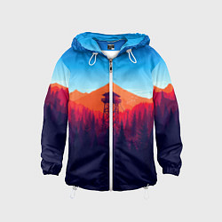 Ветровка с капюшоном детская Одинокая вышка, цвет: 3D-белый