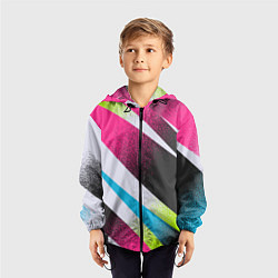 Ветровка с капюшоном детская Sport style: Линии, цвет: 3D-черный — фото 2