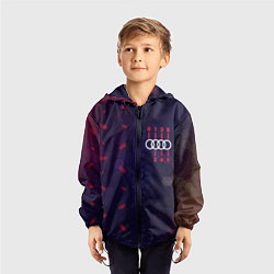 Ветровка с капюшоном детская Audi - Gearbox - Hexagon Pattern, цвет: 3D-черный — фото 2