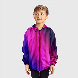 Ветровка с капюшоном детская Фиолетово-малиновый градиент, цвет: 3D-черный — фото 2