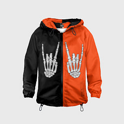 Ветровка с капюшоном детская Ладошки скелета, цвет: 3D-черный