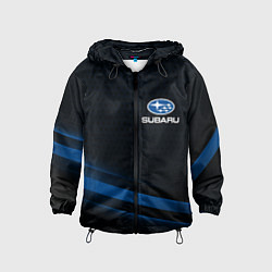Ветровка с капюшоном детская Subaru, sport style, цвет: 3D-черный