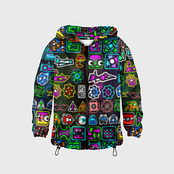 Ветровка с капюшоном детская Geometry Dash: Heroes, цвет: 3D-черный