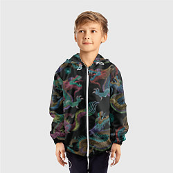 Ветровка с капюшоном детская Цветные драконы, цвет: 3D-белый — фото 2