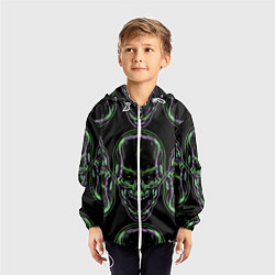 Ветровка с капюшоном детская Skulls vanguard pattern 2077, цвет: 3D-белый — фото 2
