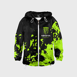 Ветровка с капюшоном детская Monster Energy green, цвет: 3D-белый