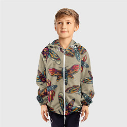 Ветровка с капюшоном детская Мотыльки-черепа, цвет: 3D-белый — фото 2