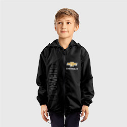 Ветровка с капюшоном детская Chevrolet, Chevrolet Боковая полоса, цвет: 3D-черный — фото 2