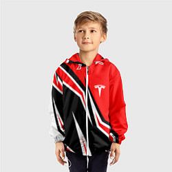 Ветровка с капюшоном детская TESLA MOTORS RED LINE ТЕСЛА, цвет: 3D-белый — фото 2