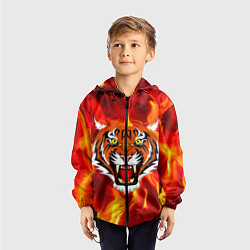 Ветровка с капюшоном детская Fire Tiger Face 2022, цвет: 3D-черный — фото 2