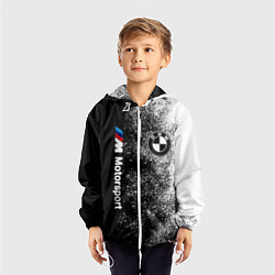 Ветровка с капюшоном детская БМВ Черно-белый логотип, цвет: 3D-белый — фото 2