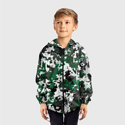 Ветровка с капюшоном детская Зелено-черный камуфляж, цвет: 3D-черный — фото 2