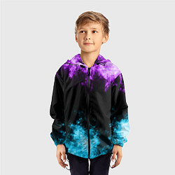 Ветровка с капюшоном детская НЕОНОВЫЙ РАЗНОЦВЕТНЫЙ ОГОНЬ, цвет: 3D-черный — фото 2