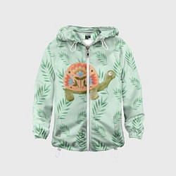 Ветровка с капюшоном детская Черепашка и листья, цвет: 3D-белый