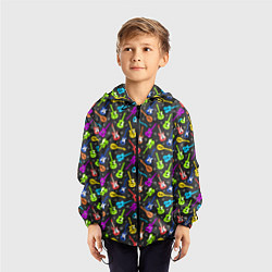 Ветровка с капюшоном детская Разноцветные Гитары, цвет: 3D-черный — фото 2