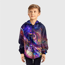 Ветровка с капюшоном детская Neon space pattern 3022, цвет: 3D-черный — фото 2