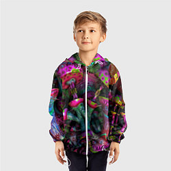 Ветровка с капюшоном детская Вот такие грибочки Pattern Психоделика, цвет: 3D-белый — фото 2