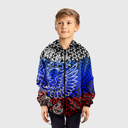 Ветровка с капюшоном детская Флаг russia, цвет: 3D-черный — фото 2
