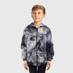 Ветровка с капюшоном детская Бело-черный тай-дай, цвет: 3D-черный — фото 2