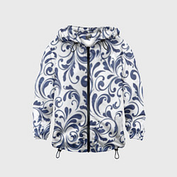 Ветровка с капюшоном детская Гжелевый рисунок, цвет: 3D-черный