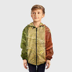 Ветровка с капюшоном детская Флаг Италии Мешковина Flag of Italy Burlap, цвет: 3D-черный — фото 2