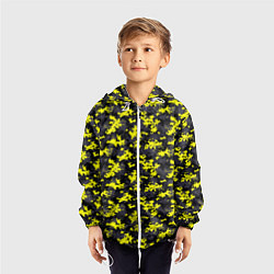 Ветровка с капюшоном детская Камуфляж Пиксельный Чёрно-Жёлтый, цвет: 3D-белый — фото 2