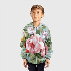 Ветровка с капюшоном детская Букет роз Лето, цвет: 3D-белый — фото 2