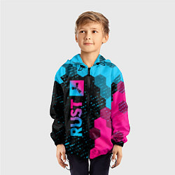 Ветровка с капюшоном детская Rust Neon Gradient, цвет: 3D-черный — фото 2