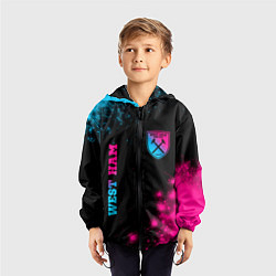 Ветровка с капюшоном детская West Ham Neon Gradient, цвет: 3D-черный — фото 2