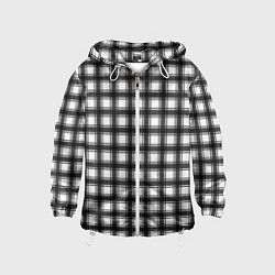 Ветровка с капюшоном детская Black and white trendy checkered pattern, цвет: 3D-белый