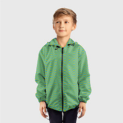 Ветровка с капюшоном детская Зеленые зигзаги, цвет: 3D-черный — фото 2