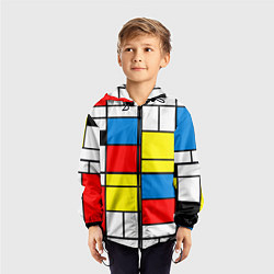 Ветровка с капюшоном детская Texture of squares rectangles, цвет: 3D-черный — фото 2