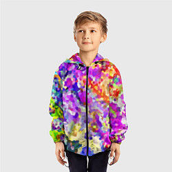 Ветровка с капюшоном детская Летняя мозаика, цвет: 3D-черный — фото 2