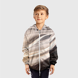 Ветровка с капюшоном детская Абстрактные волны и огни бесконечности, цвет: 3D-белый — фото 2