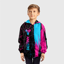 Ветровка с капюшоном детская Destiny - neon gradient: по-вертикали, цвет: 3D-черный — фото 2