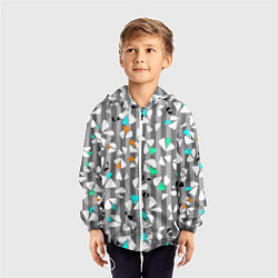 Ветровка с капюшоном детская Abstract pattern on striped gray background, цвет: 3D-белый — фото 2