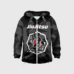 Ветровка с капюшоном детская Jiu-jitsu throw logo, цвет: 3D-белый