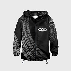 Ветровка с капюшоном детская Chery tire tracks, цвет: 3D-черный