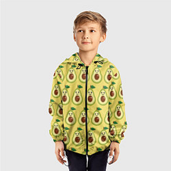Ветровка с капюшоном детская Авокадо Паттерн - Желтая версия, цвет: 3D-черный — фото 2