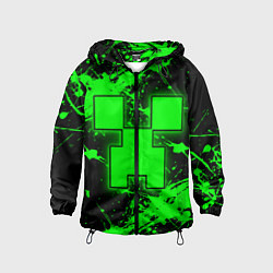 Ветровка с капюшоном детская Minecraft neon green, цвет: 3D-черный