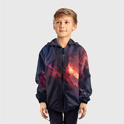 Ветровка с капюшоном детская Красивая космическая туманность, цвет: 3D-черный — фото 2