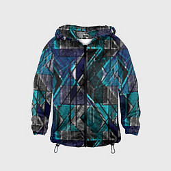 Детская ветровка Сине - черная гранжевая абстракция